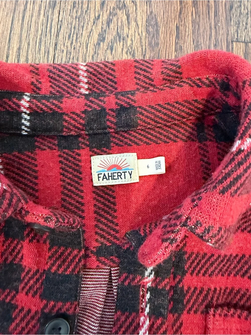 Faherty Kids Red Plaid Button-Up Shirt Jacket -